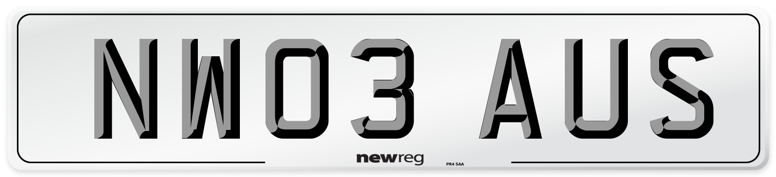 NW03 AUS Number Plate from New Reg